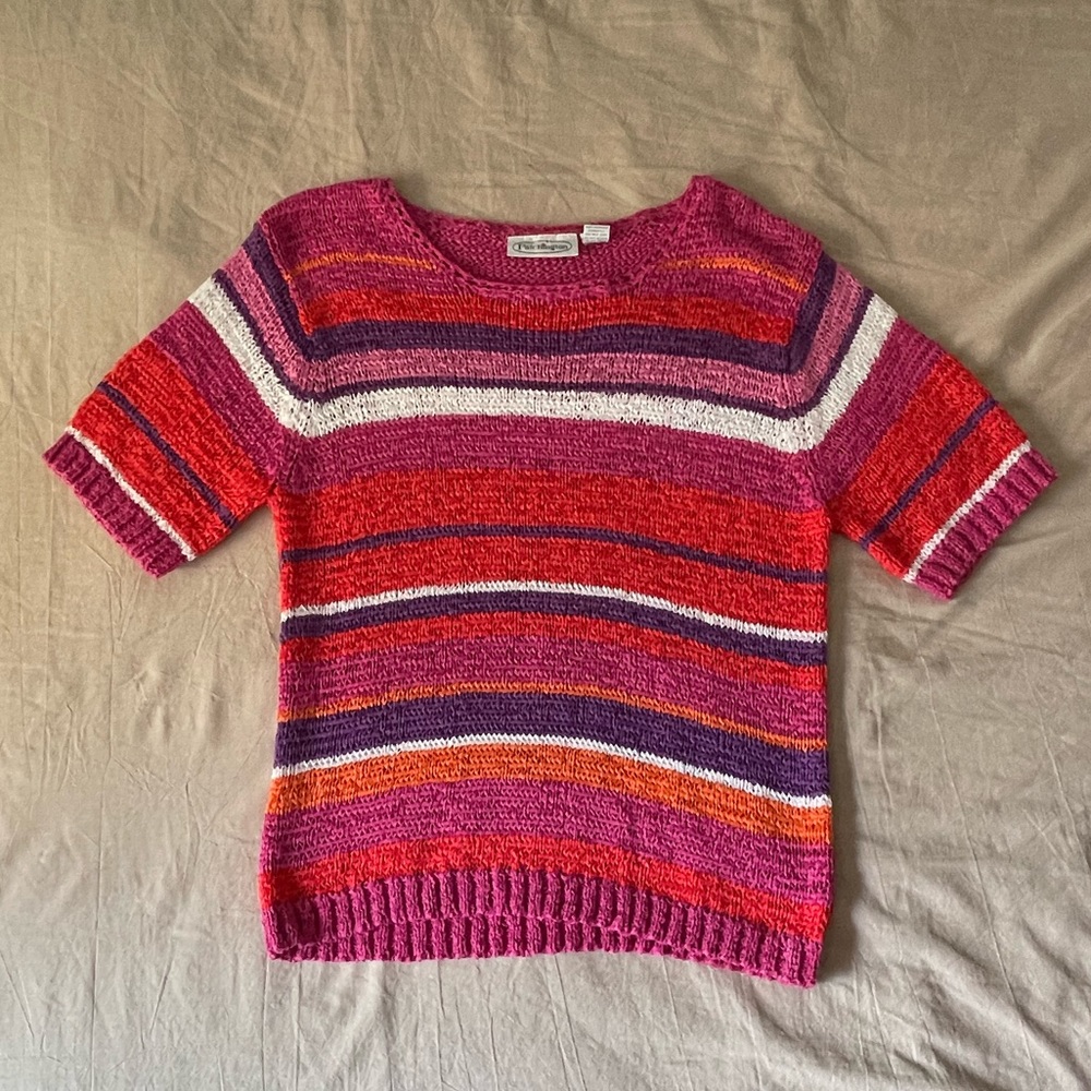 Knit crochet style stretchy top